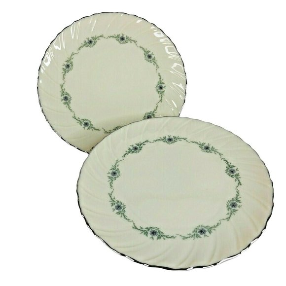 2 Lenox China Musette Salad Dessert Plates 7 7/8” Platinum Trim F507 VTG USA - Picture 1 of 7